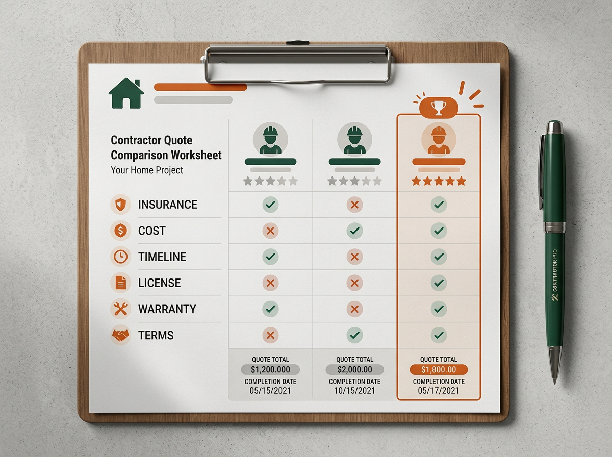 Contractor Quote Comparison Sheet concept preview of the planner documents