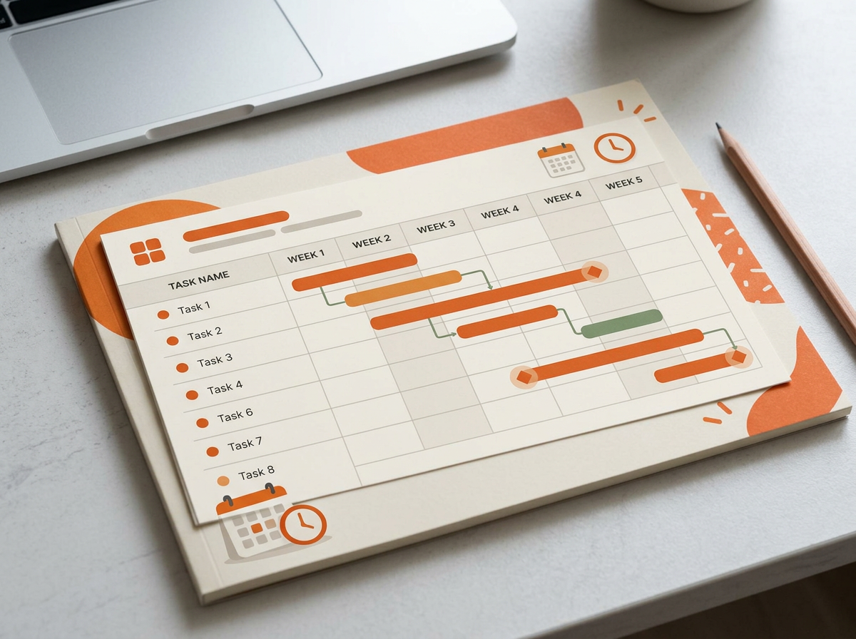 Project Timeline Planner concept preview of the planner documents
