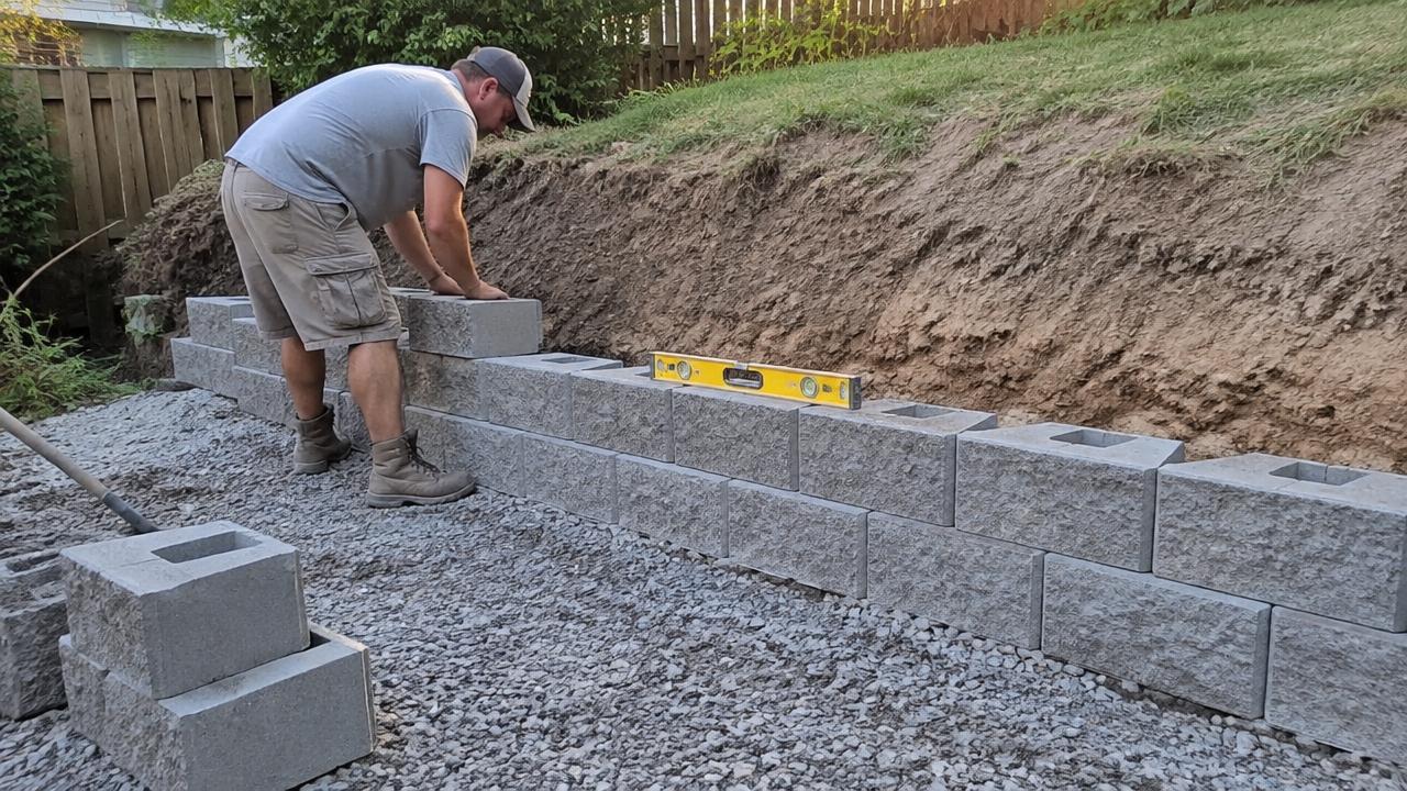 Retaining Wall: Blocks, Base & Cost project